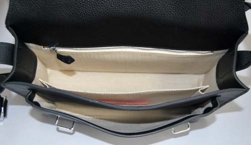 Replica Hermes Steve Togo Leather Messenger Bag Black 92112 - 1:1 Copy